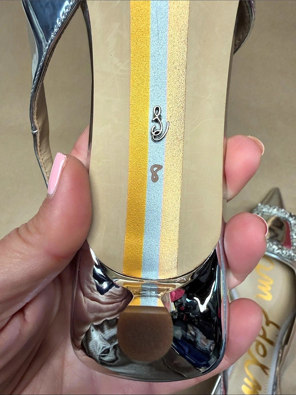 Sam Edelman Bianka Slingback Pump Silver Heels US 8 - Picture 4 of 5
